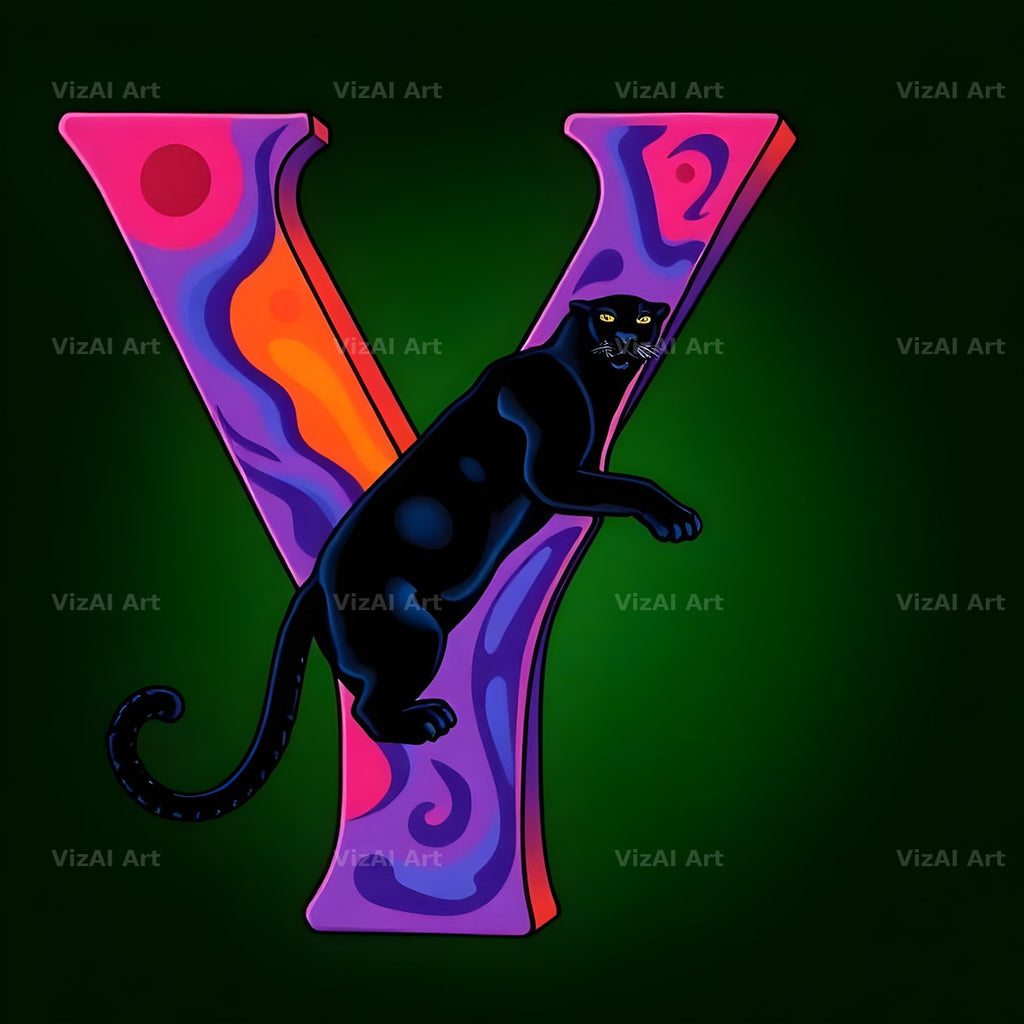 Neon Panther Prowl alphabet letter Y