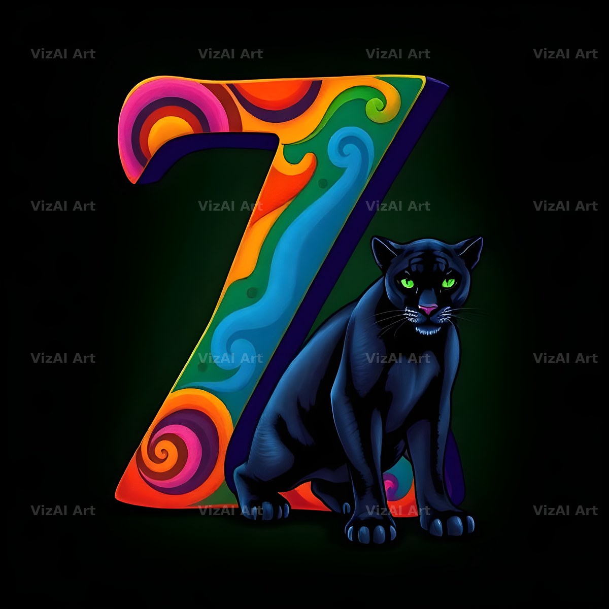 Neon Panther Prowl alphabet letter Z