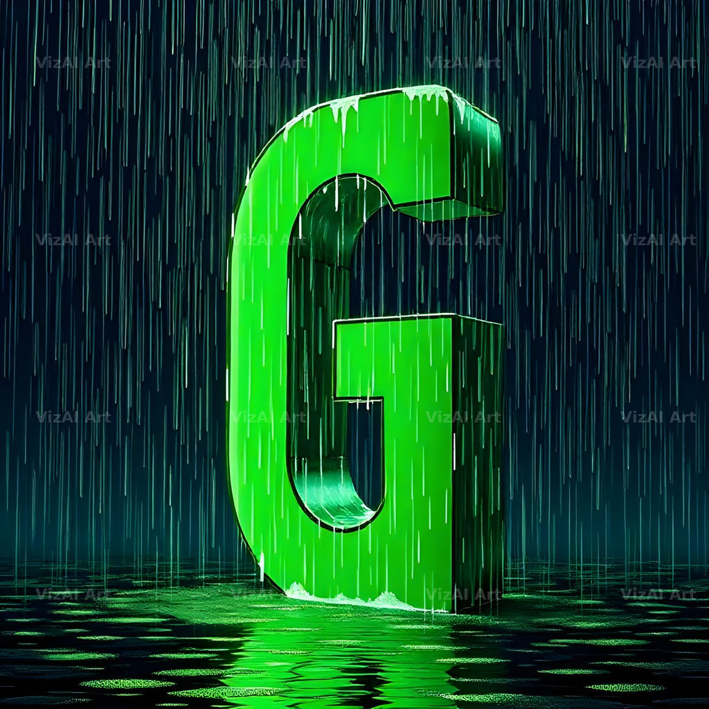 Neon Rain Night alphabet letter G