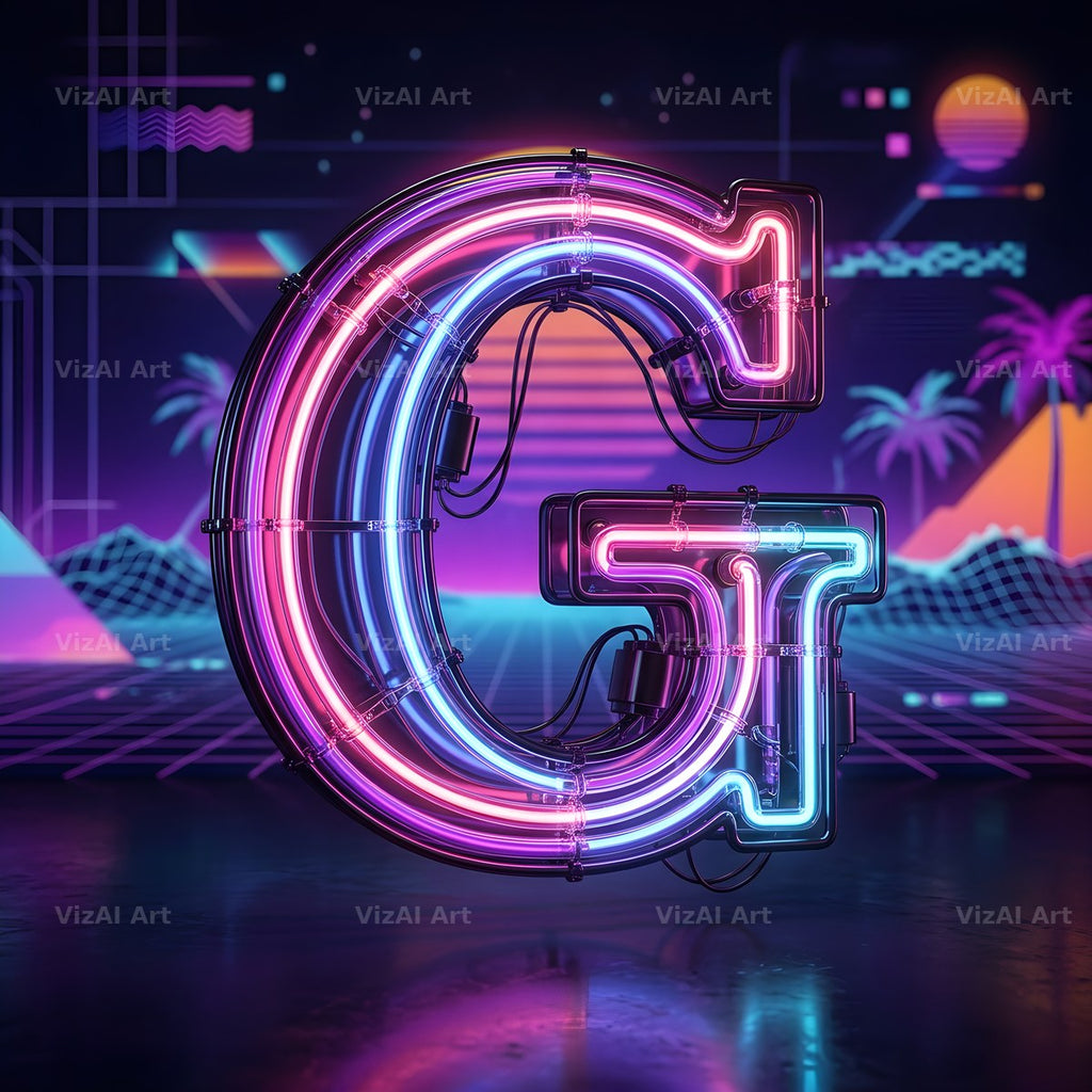 Neon Outline Glow alphabet letter G