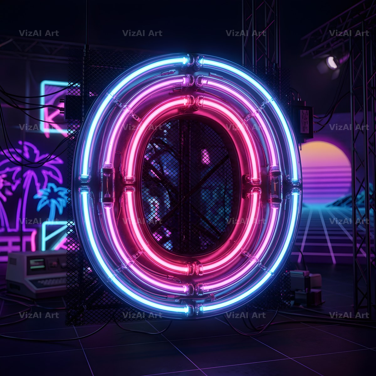 Neon Outline Glow alphabet letter O