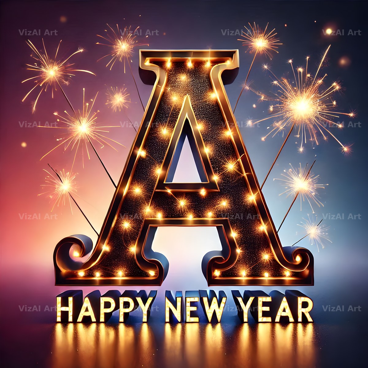 New Year Sparkle alphabet letter A