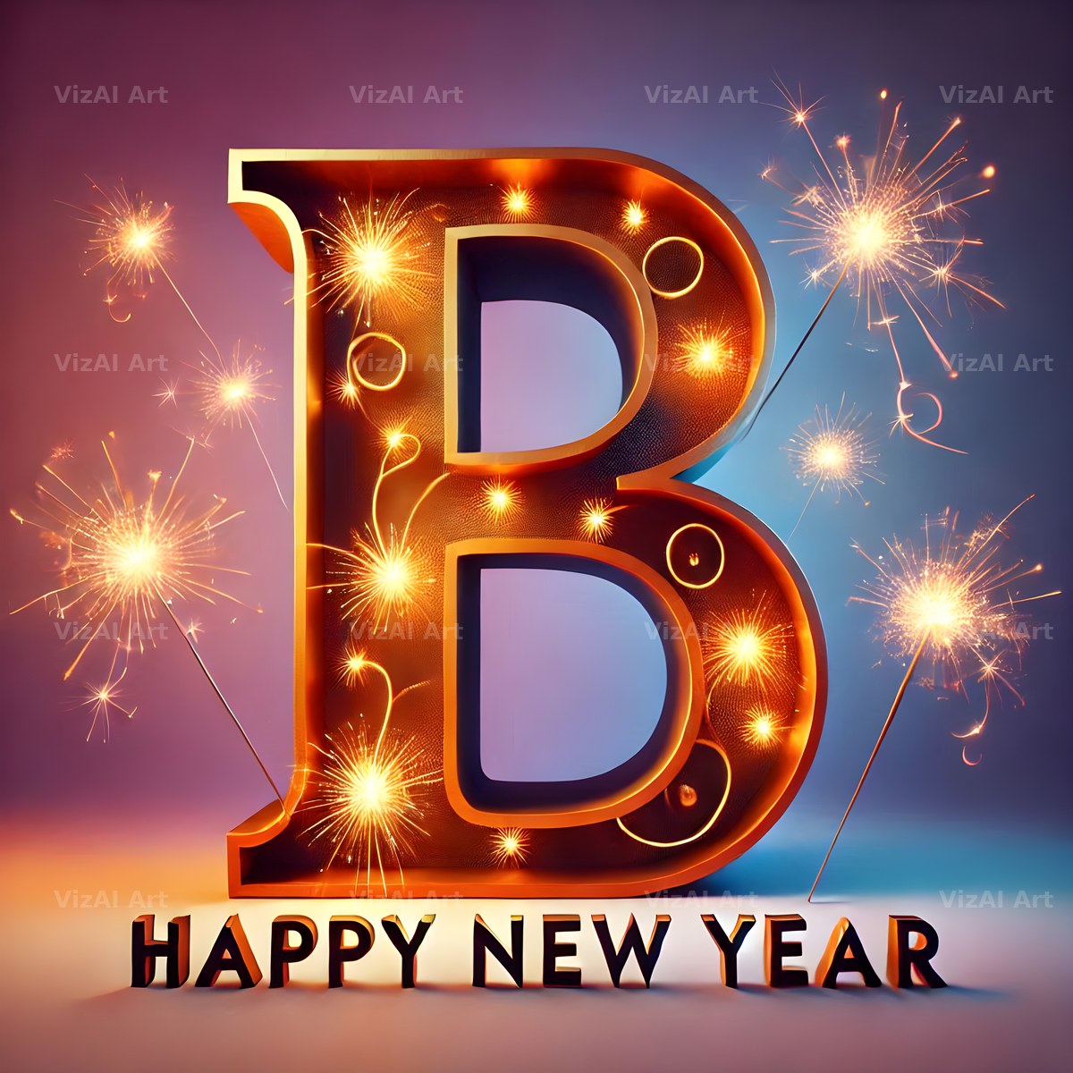 New Year Sparkle alphabet letter B