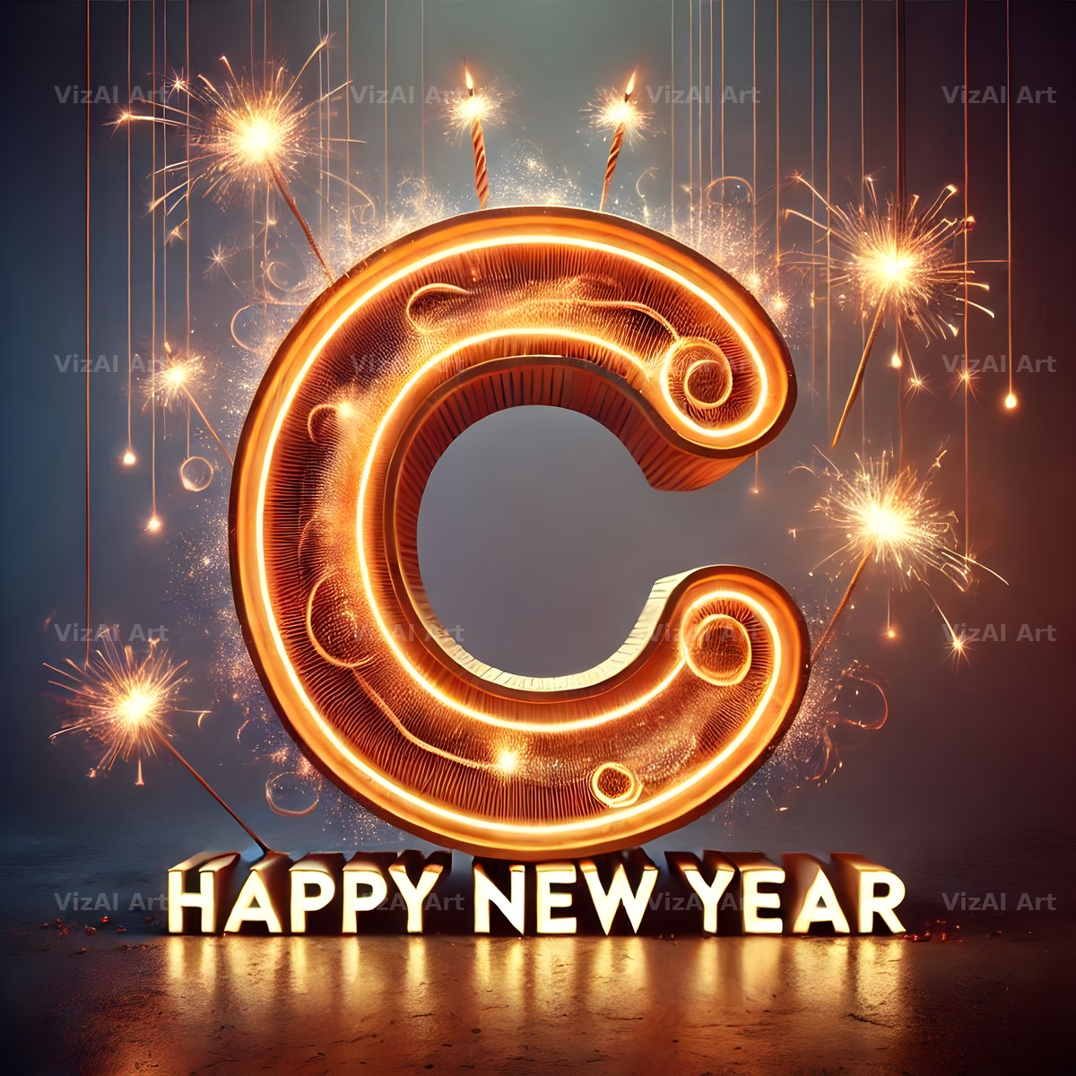 New Year Sparkle alphabet letter C