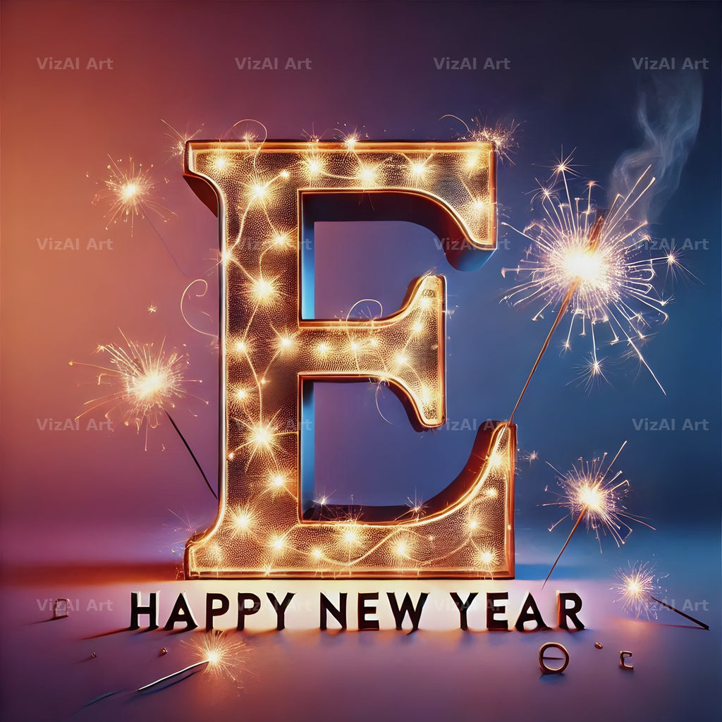 New Year Sparkle alphabet letter E