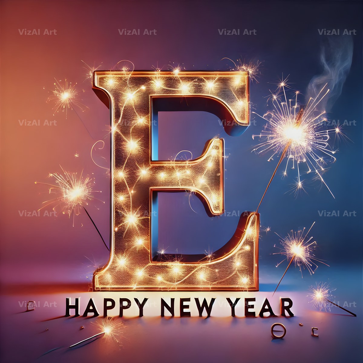 New Year Sparkle alphabet letter E