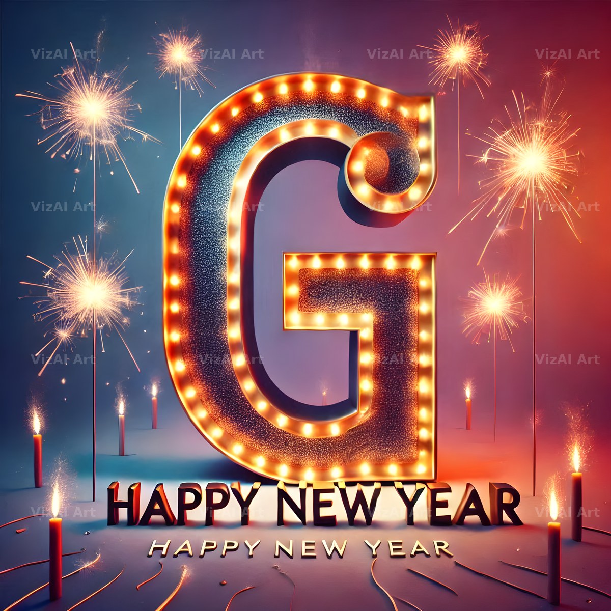 New Year Sparkle alphabet letter G