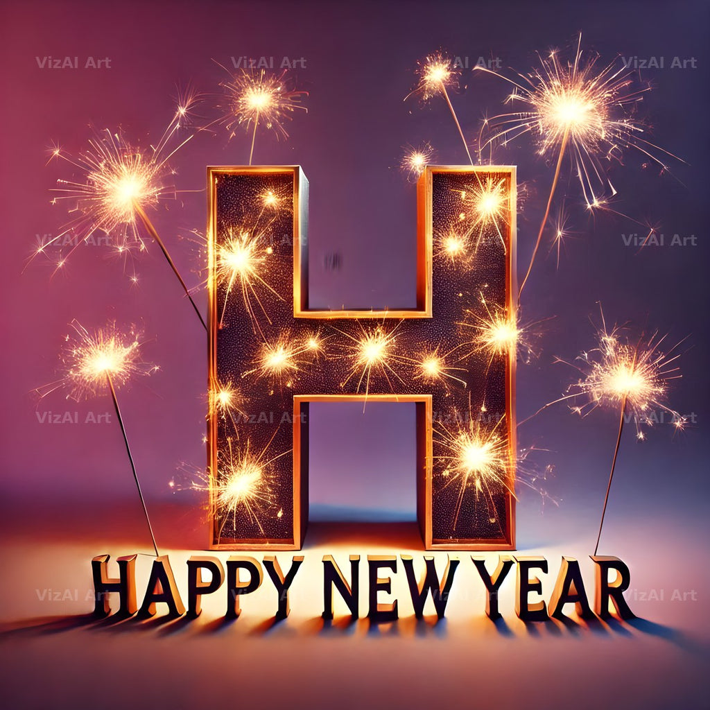 New Year Sparkle alphabet letter H