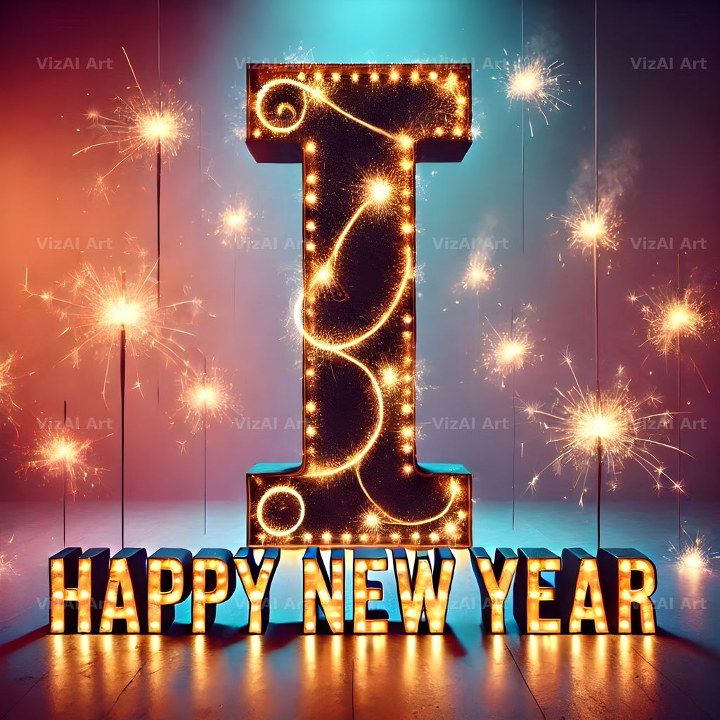 New Year Sparkle alphabet letter I