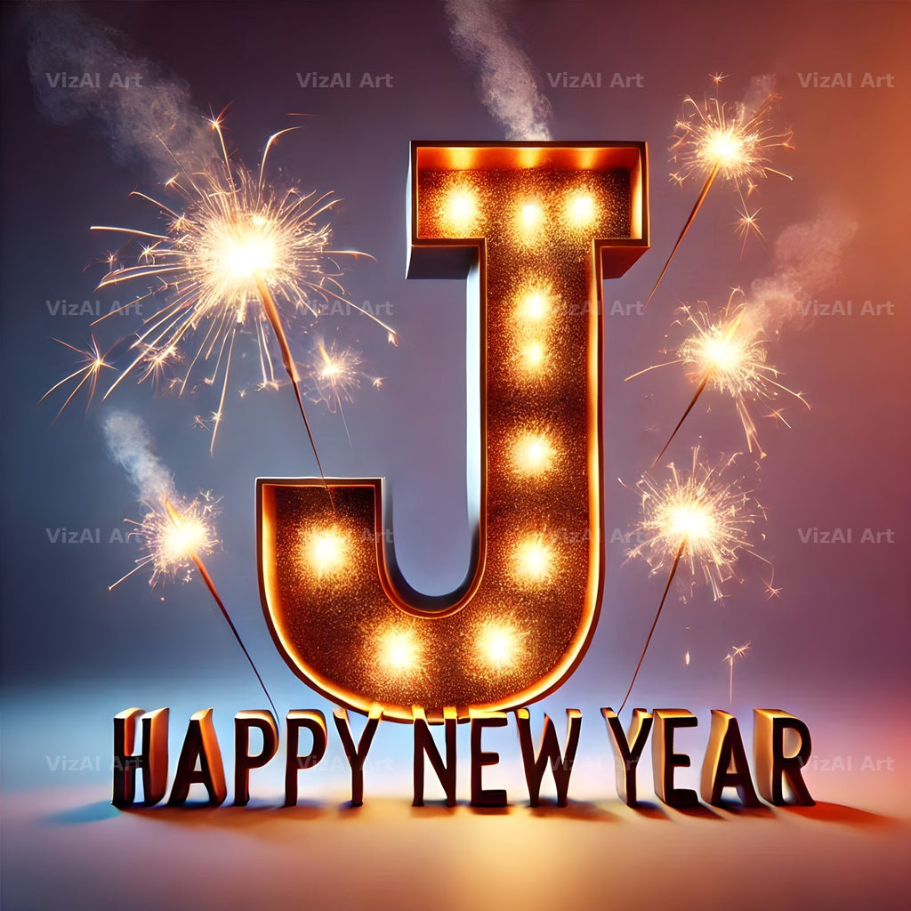 New Year Sparkle alphabet letter J