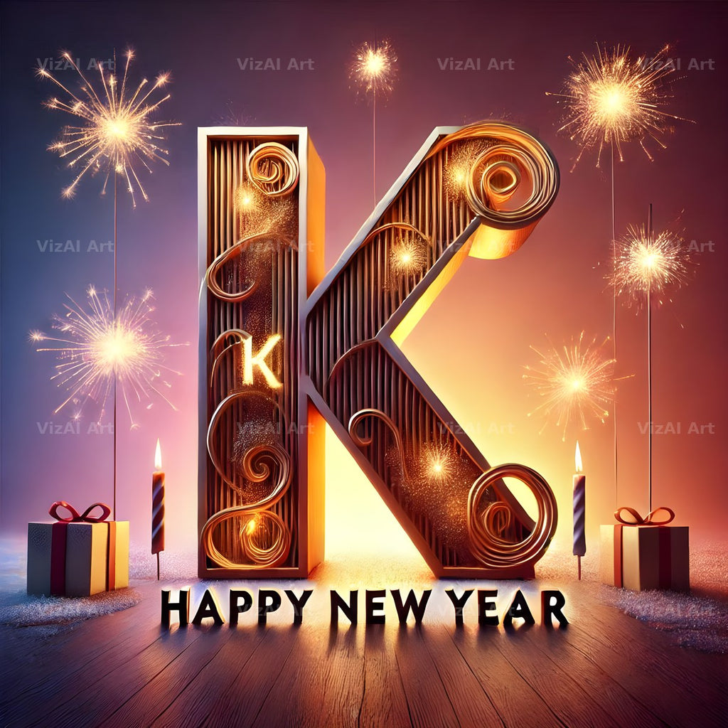 New Year Sparkle alphabet letter K