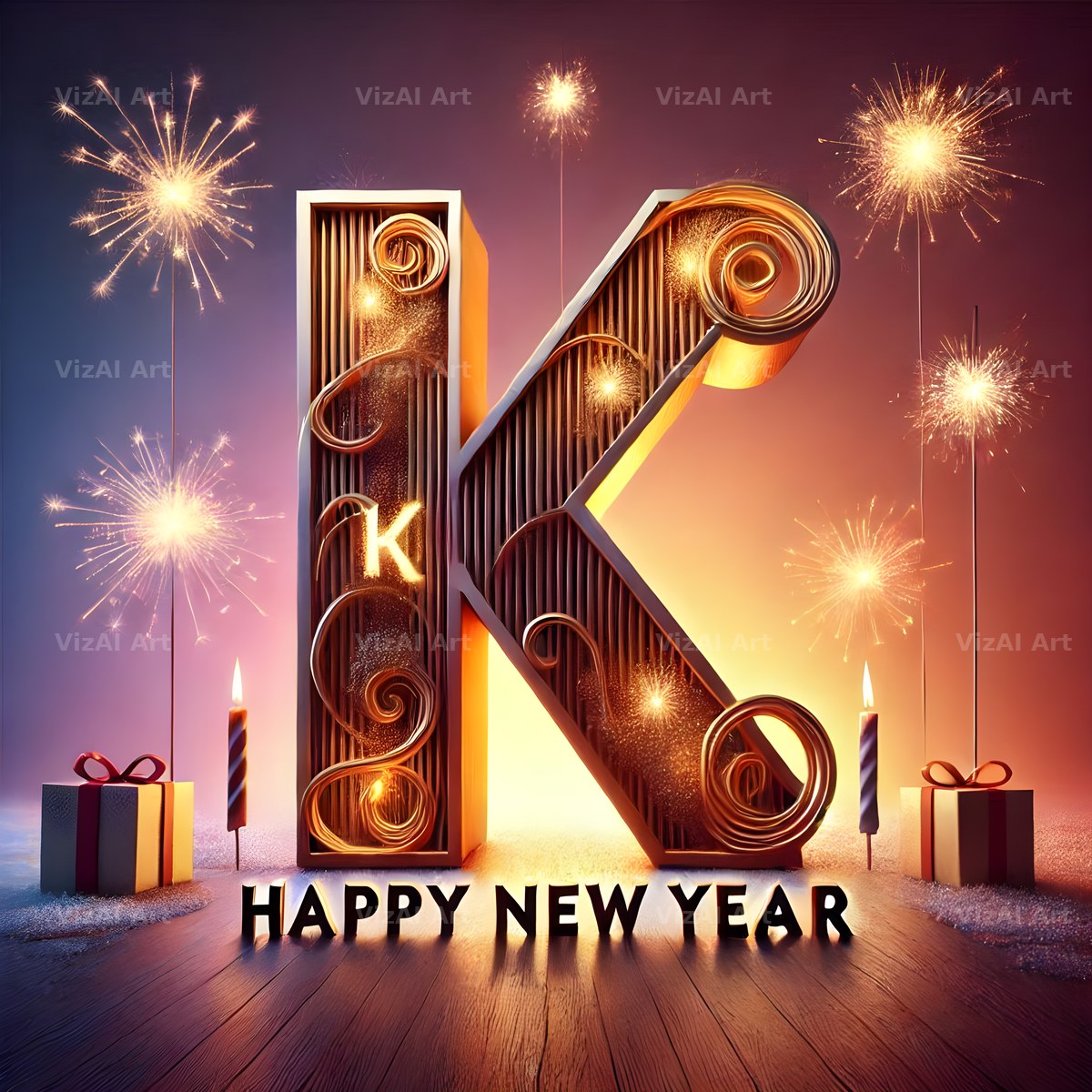 New Year Sparkle alphabet letter K