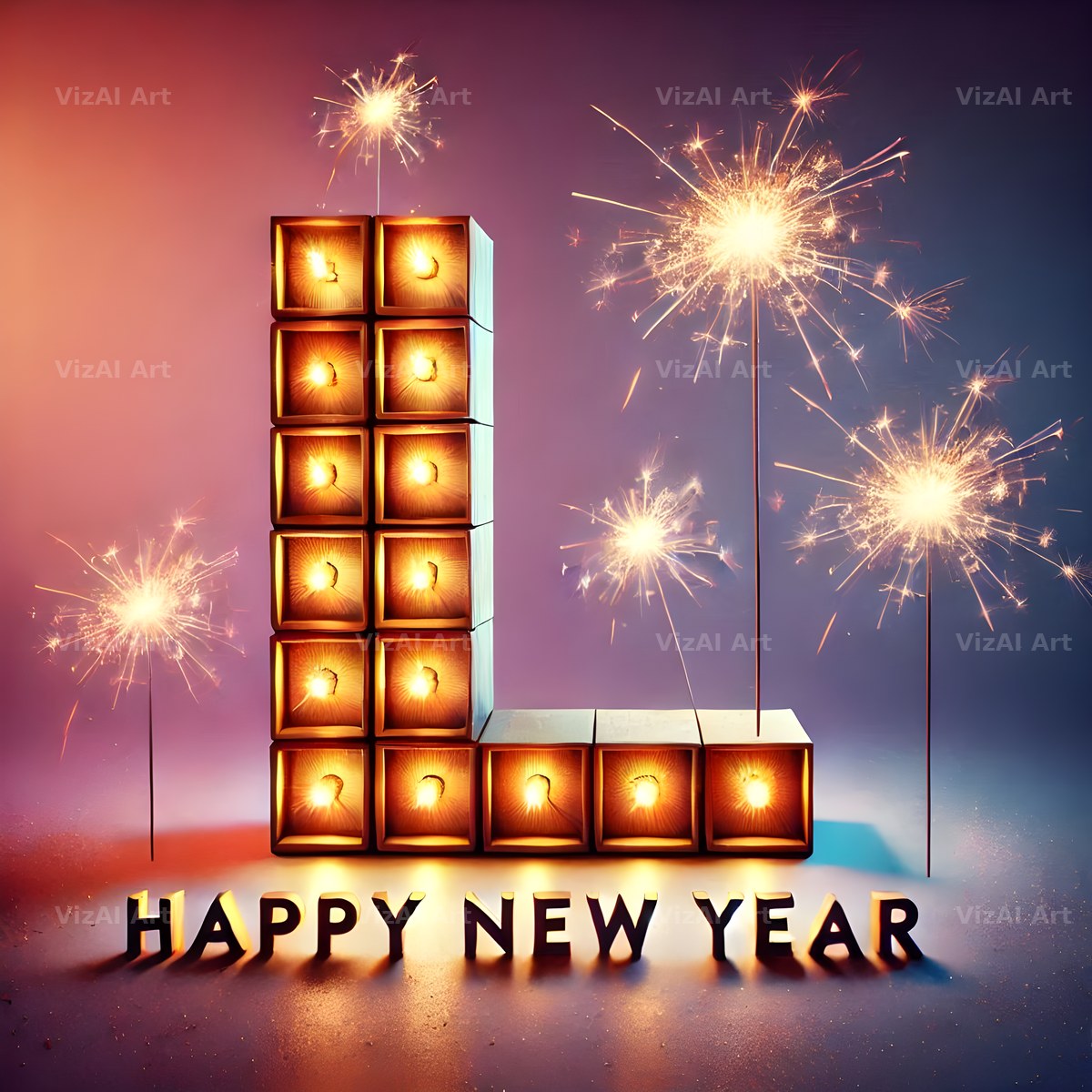 New Year Sparkle alphabet letter L