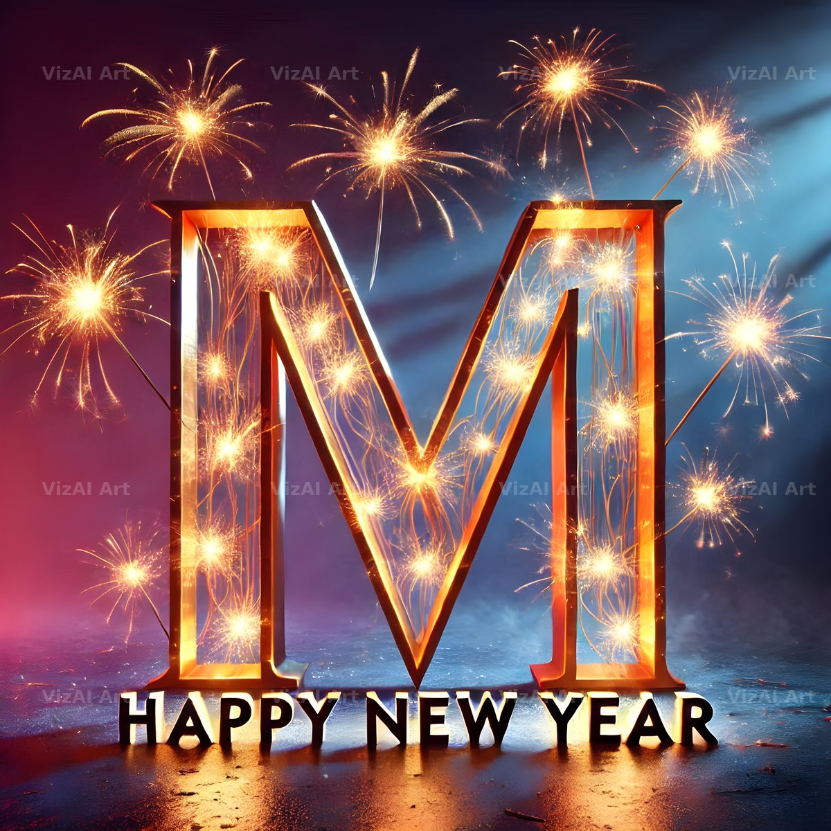 New Year Sparkle alphabet letter M