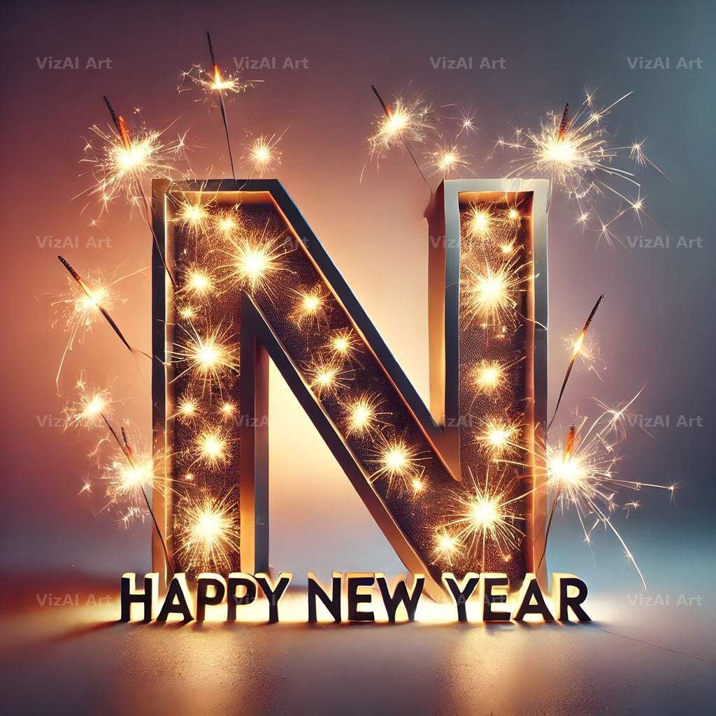 New Year Sparkle alphabet letter N