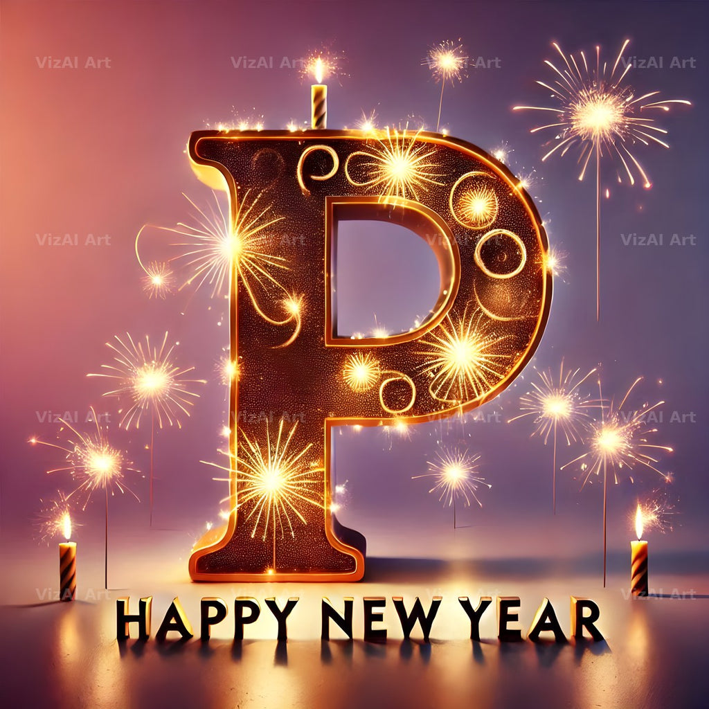 New Year Sparkle alphabet letter P