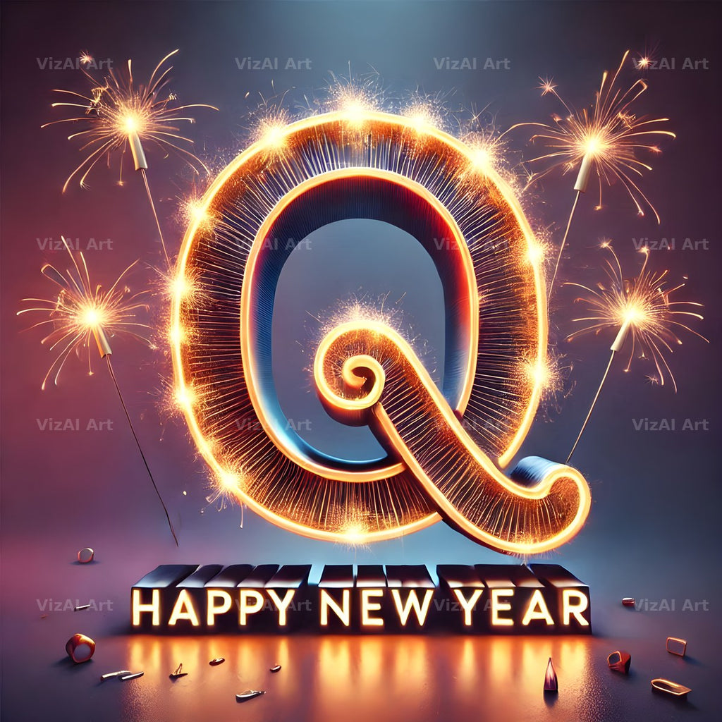 New Year Sparkle alphabet letter Q