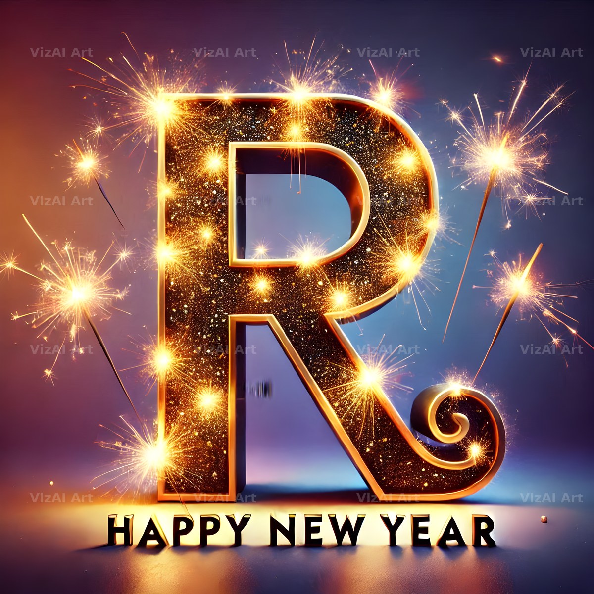 New Year Sparkle alphabet letter R