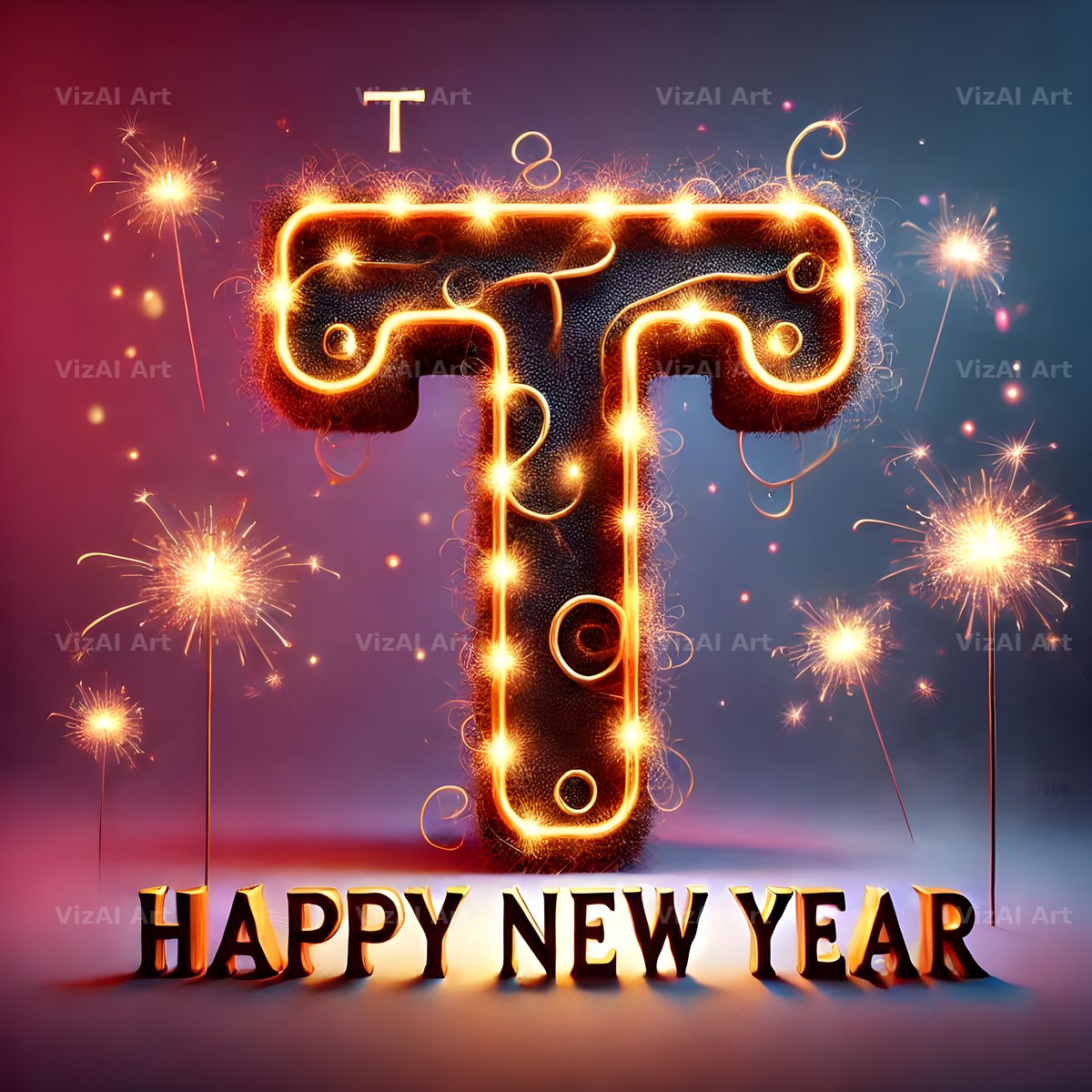 New Year Sparkle alphabet letter T