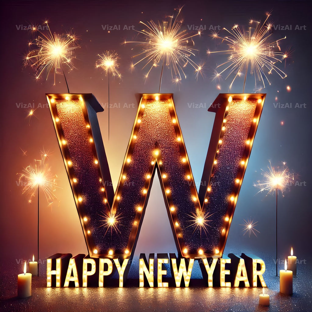 New Year Sparkle alphabet letter W