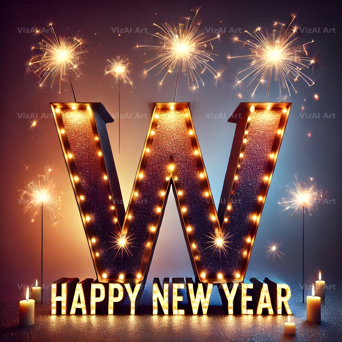 New Year Sparkle alphabet letter W