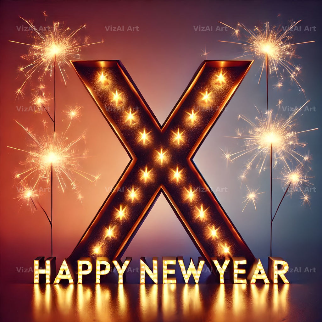 New Year Sparkle alphabet letter X