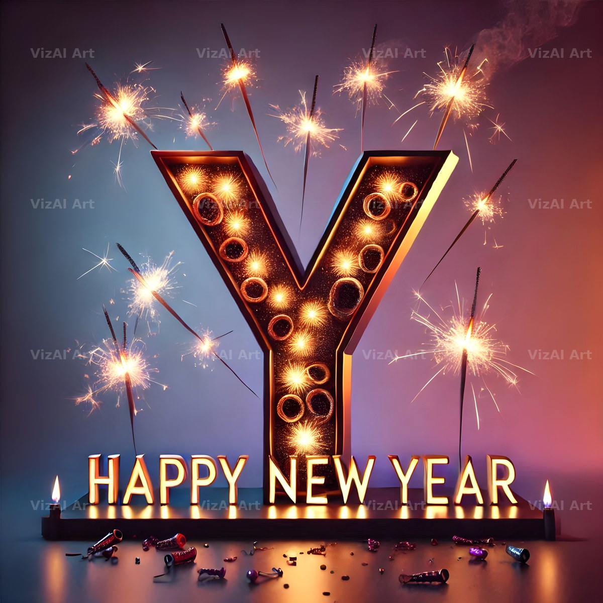 New Year Sparkle alphabet letter Y