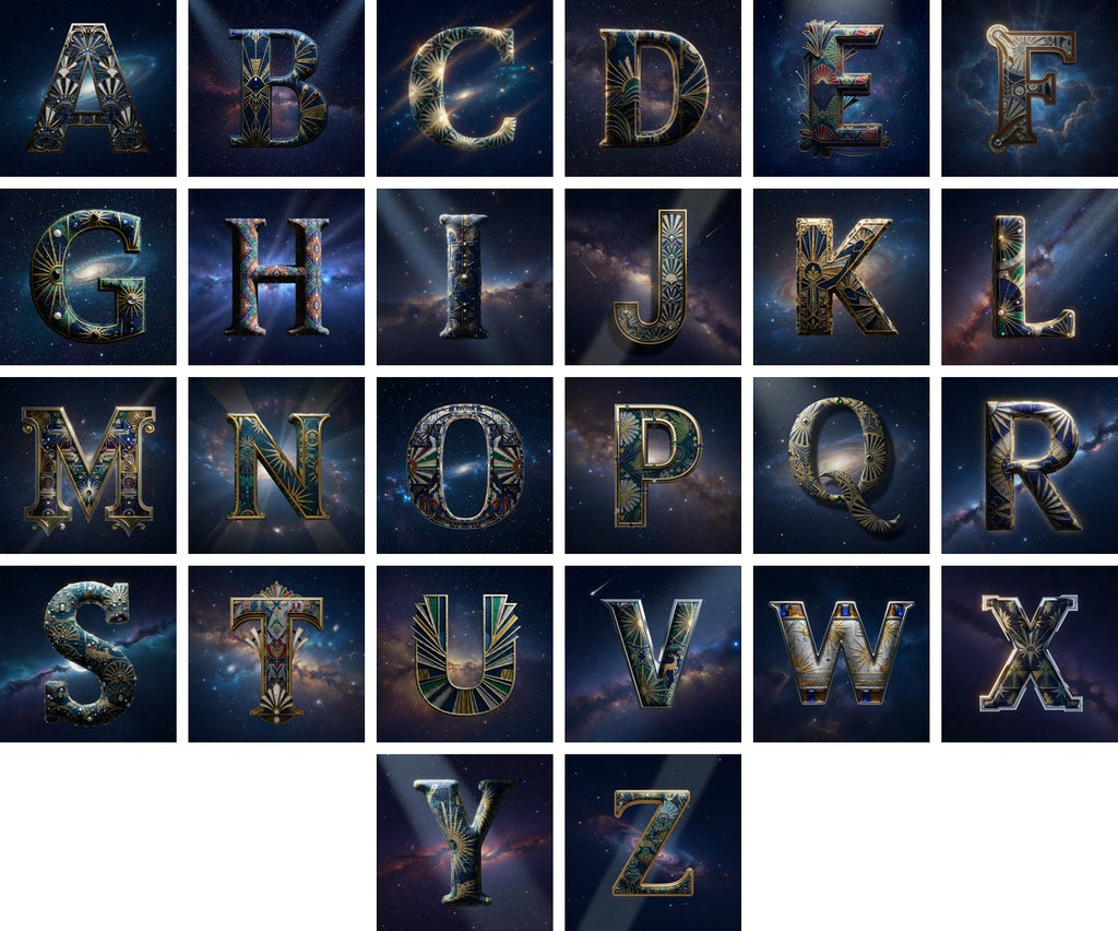 Constellation Night alphabet — all 26 letters