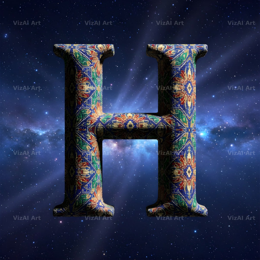 Constellation Night alphabet letter H