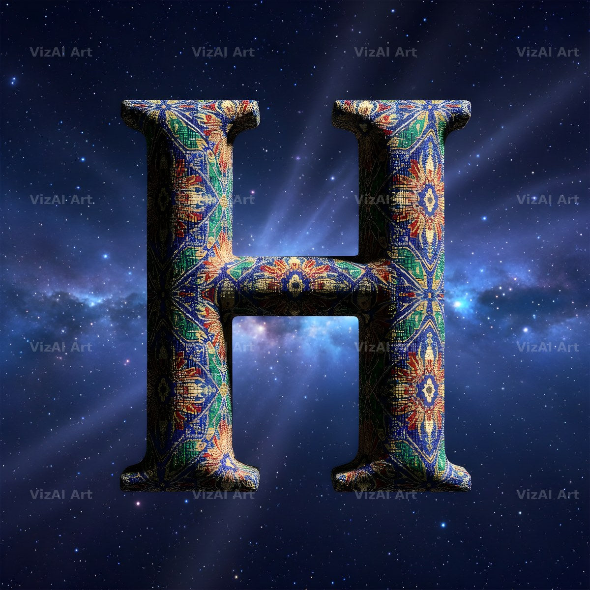 Constellation Night alphabet letter H