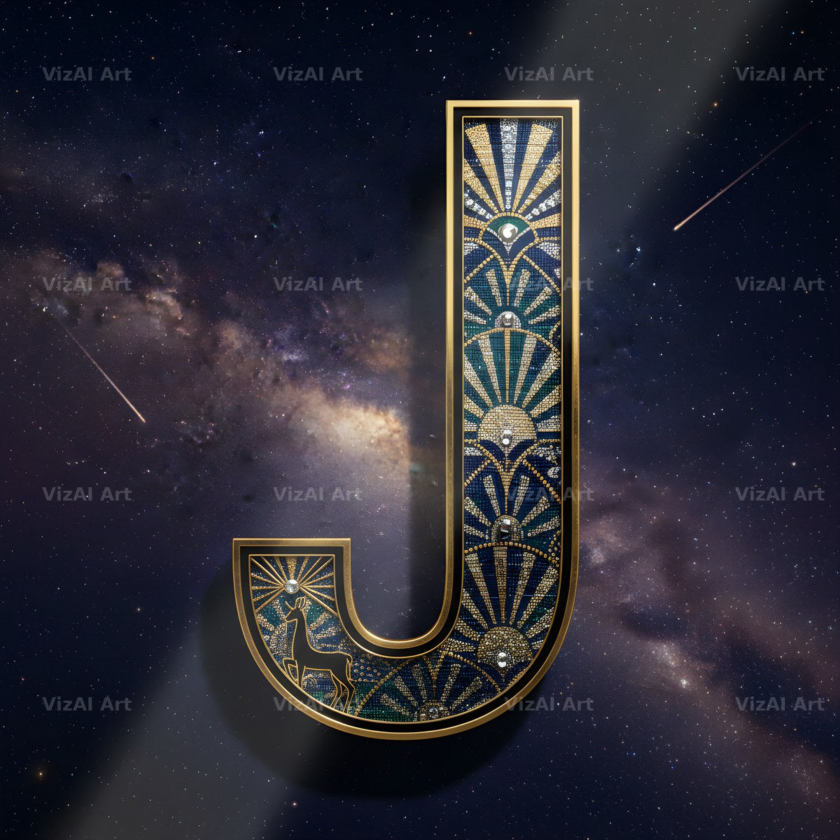 Constellation Night alphabet letter J