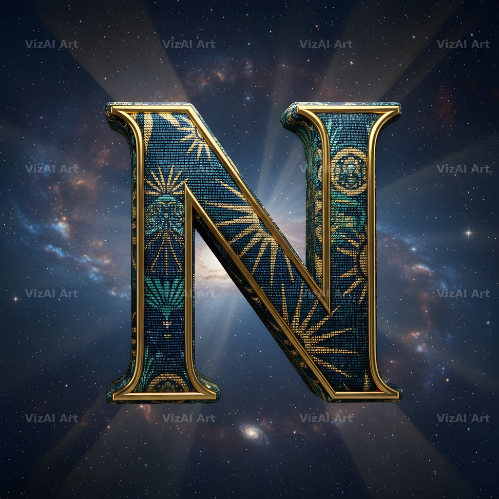 Constellation Night alphabet letter N