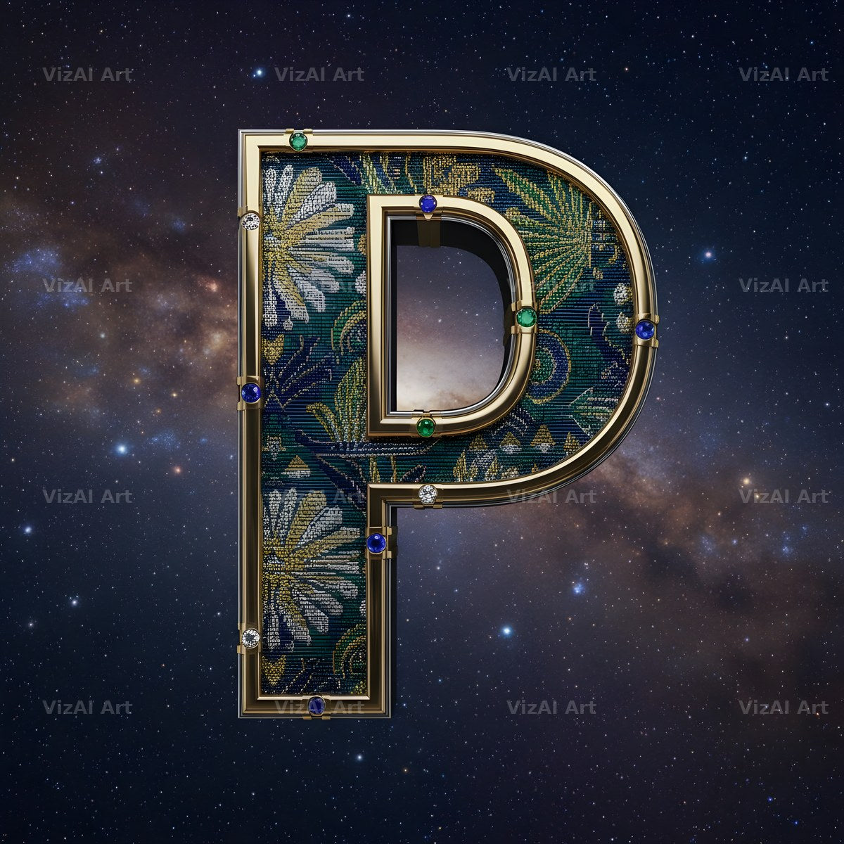 Constellation Night alphabet letter P