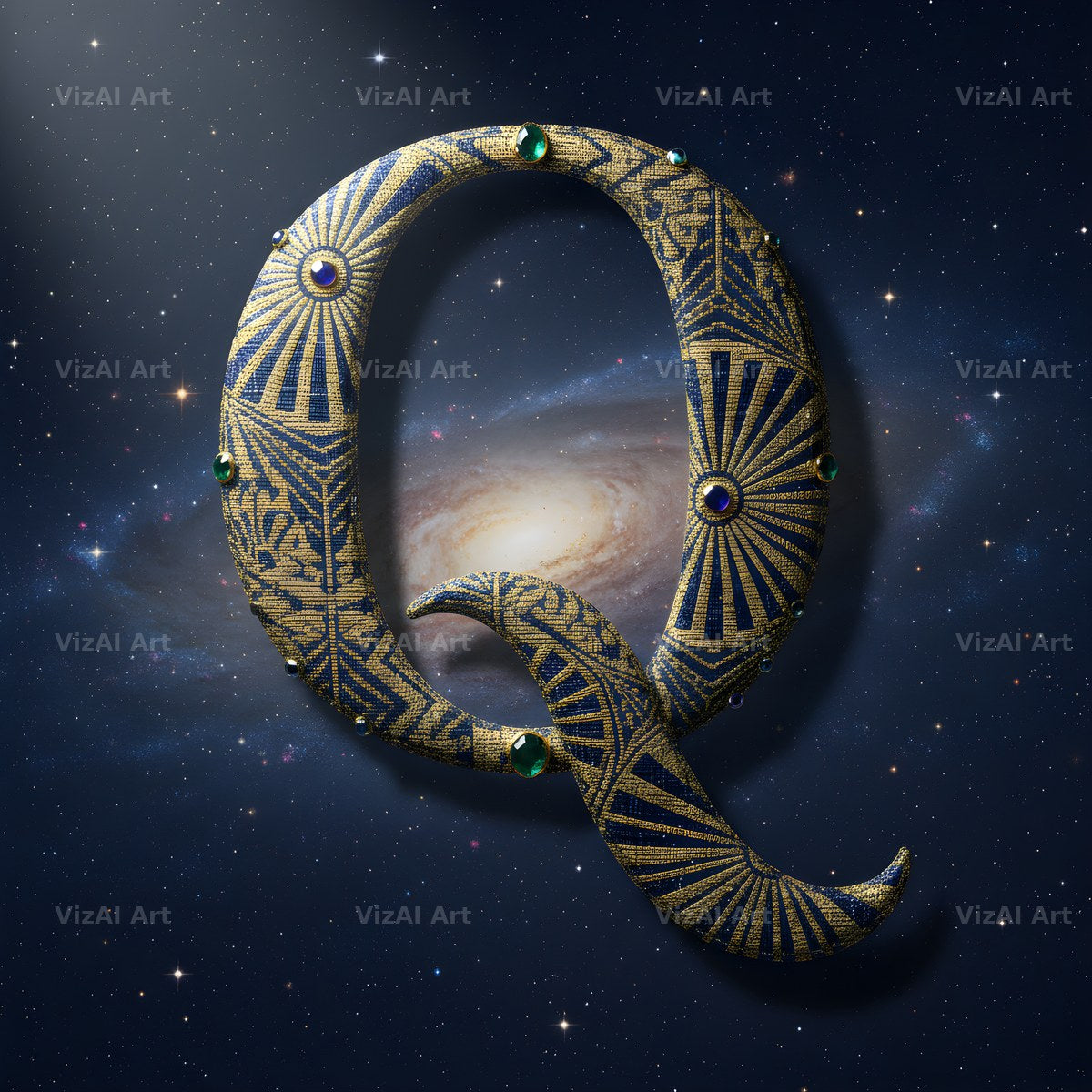 Constellation Night alphabet letter Q