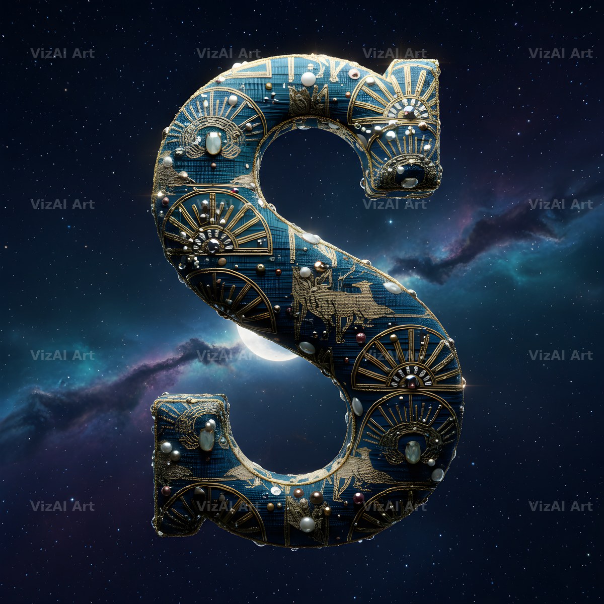 Constellation Night alphabet letter S