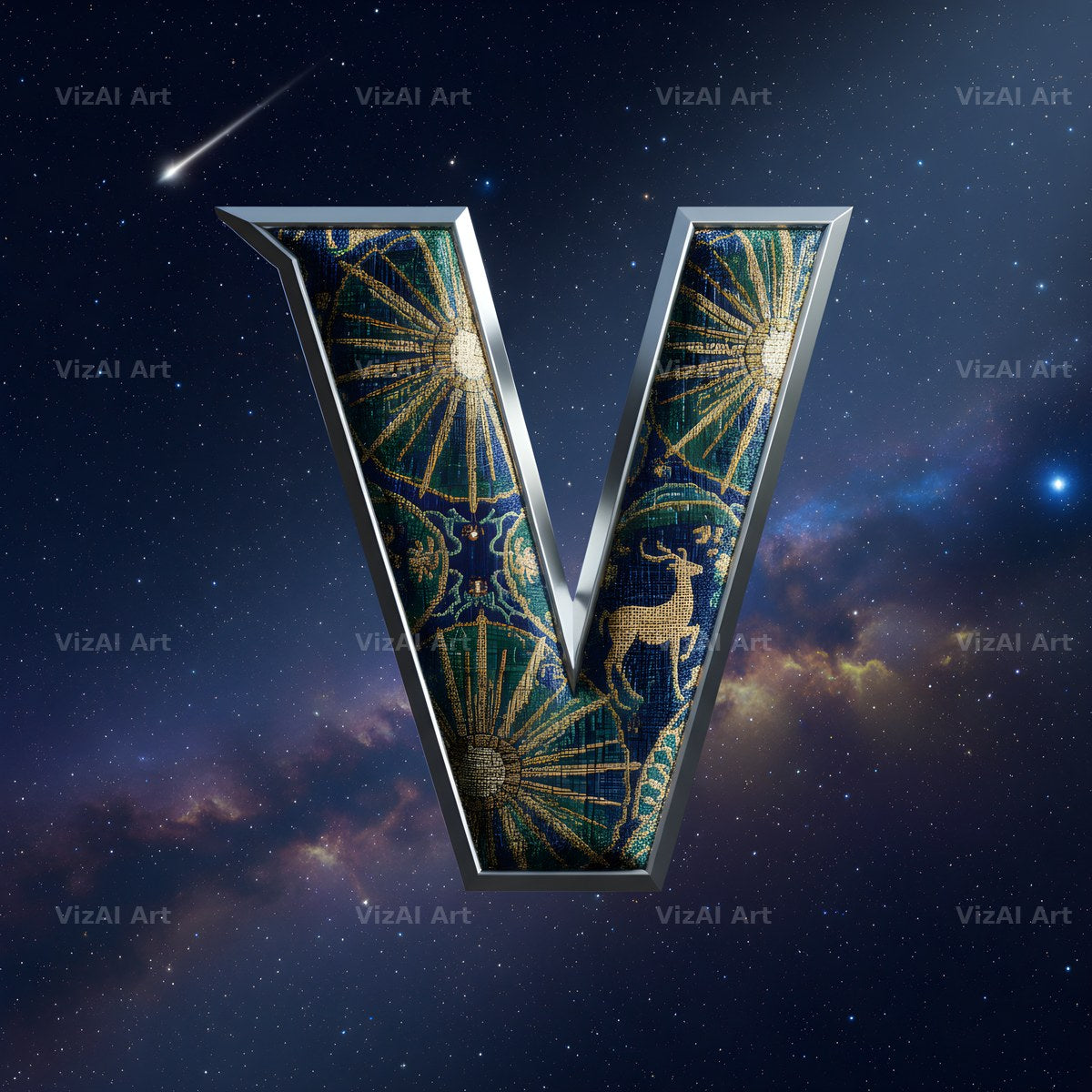 Constellation Night alphabet letter V