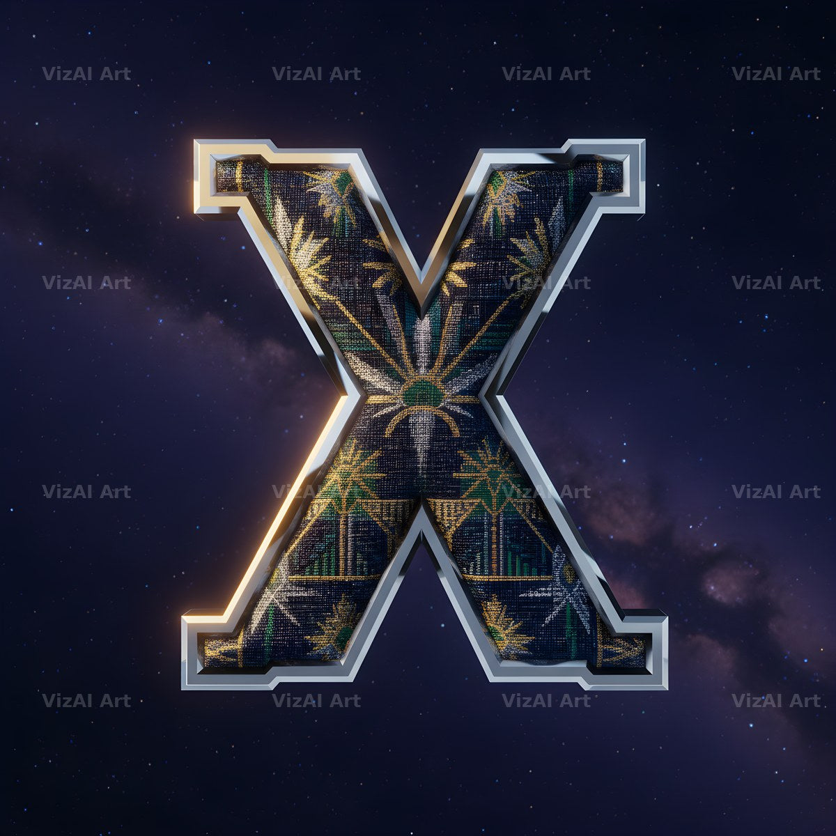 Constellation Night alphabet letter X