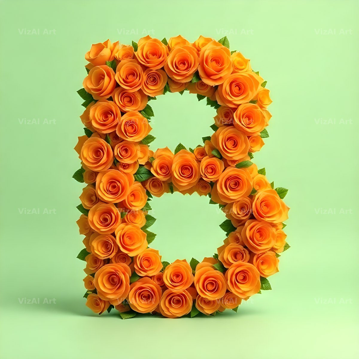 Orange Rose Bloom alphabet letter B