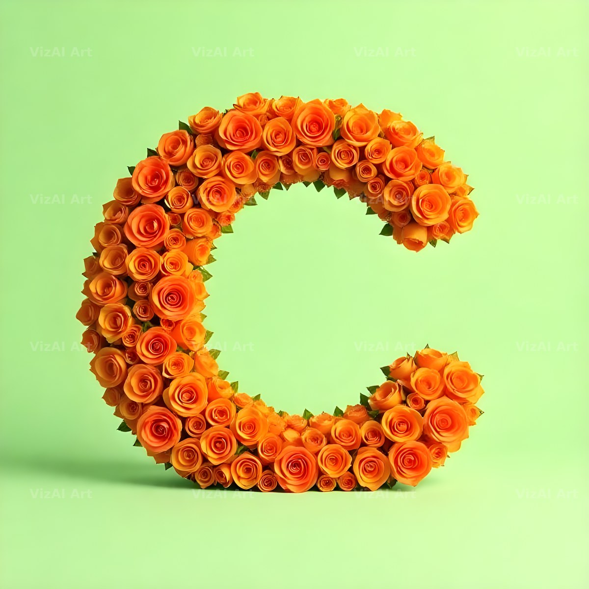 Orange Rose Bloom alphabet letter C