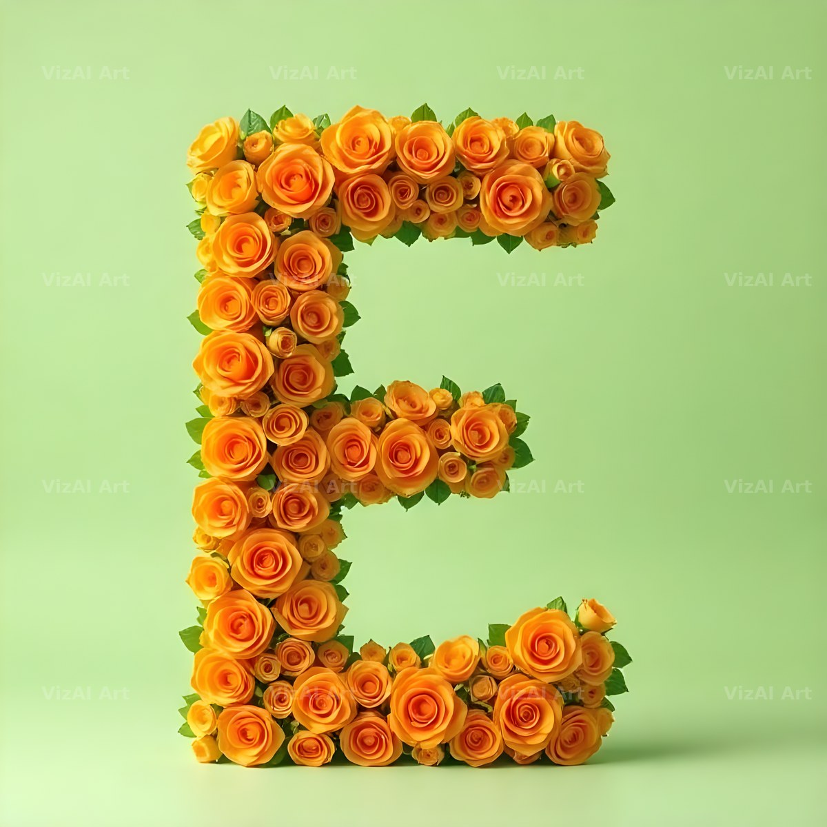 Orange Rose Bloom alphabet letter E