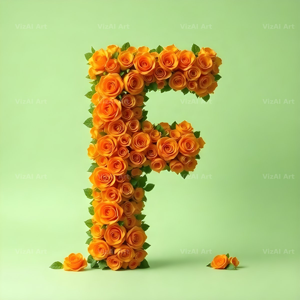 Orange Rose Bloom alphabet letter F
