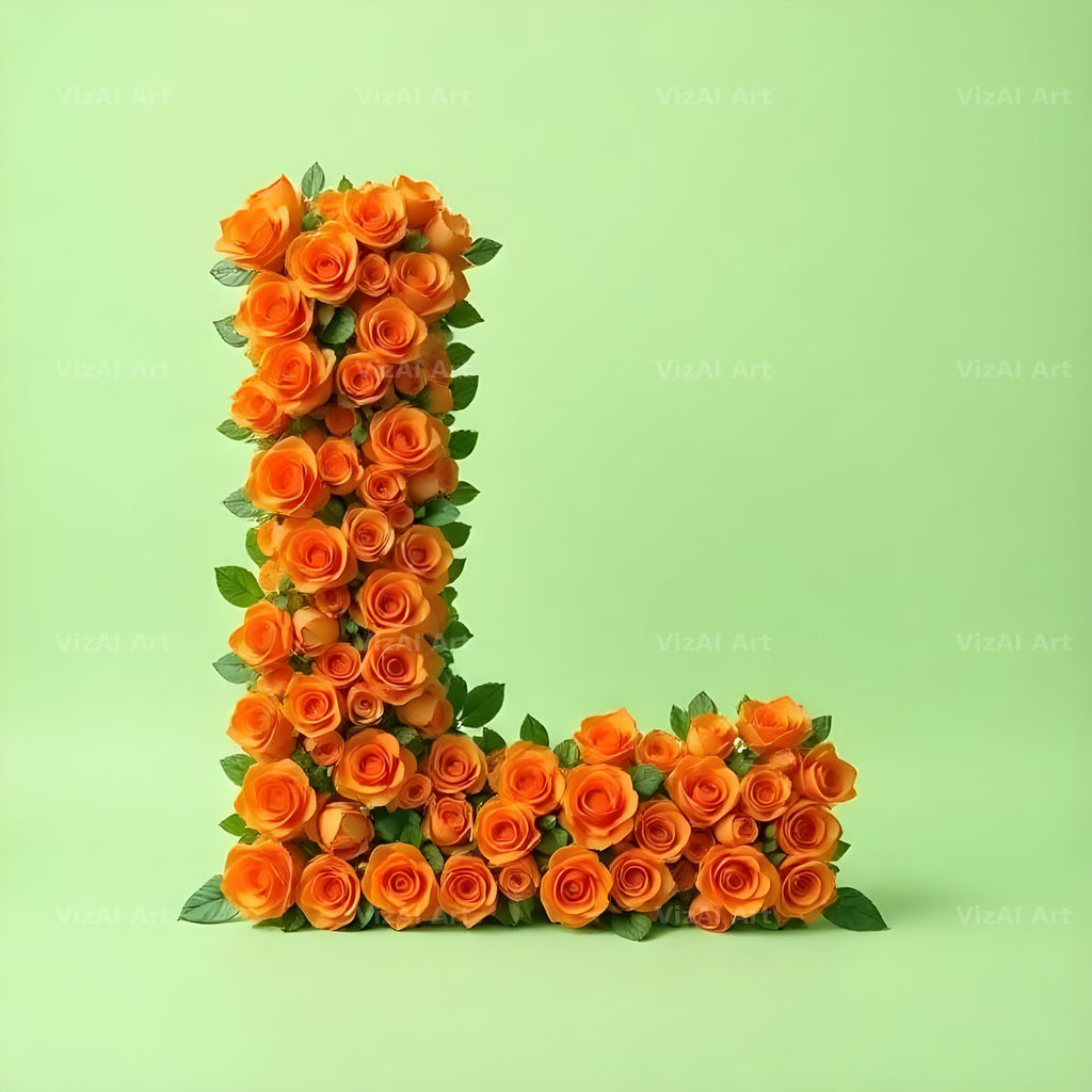 Orange Rose Bloom alphabet letter L