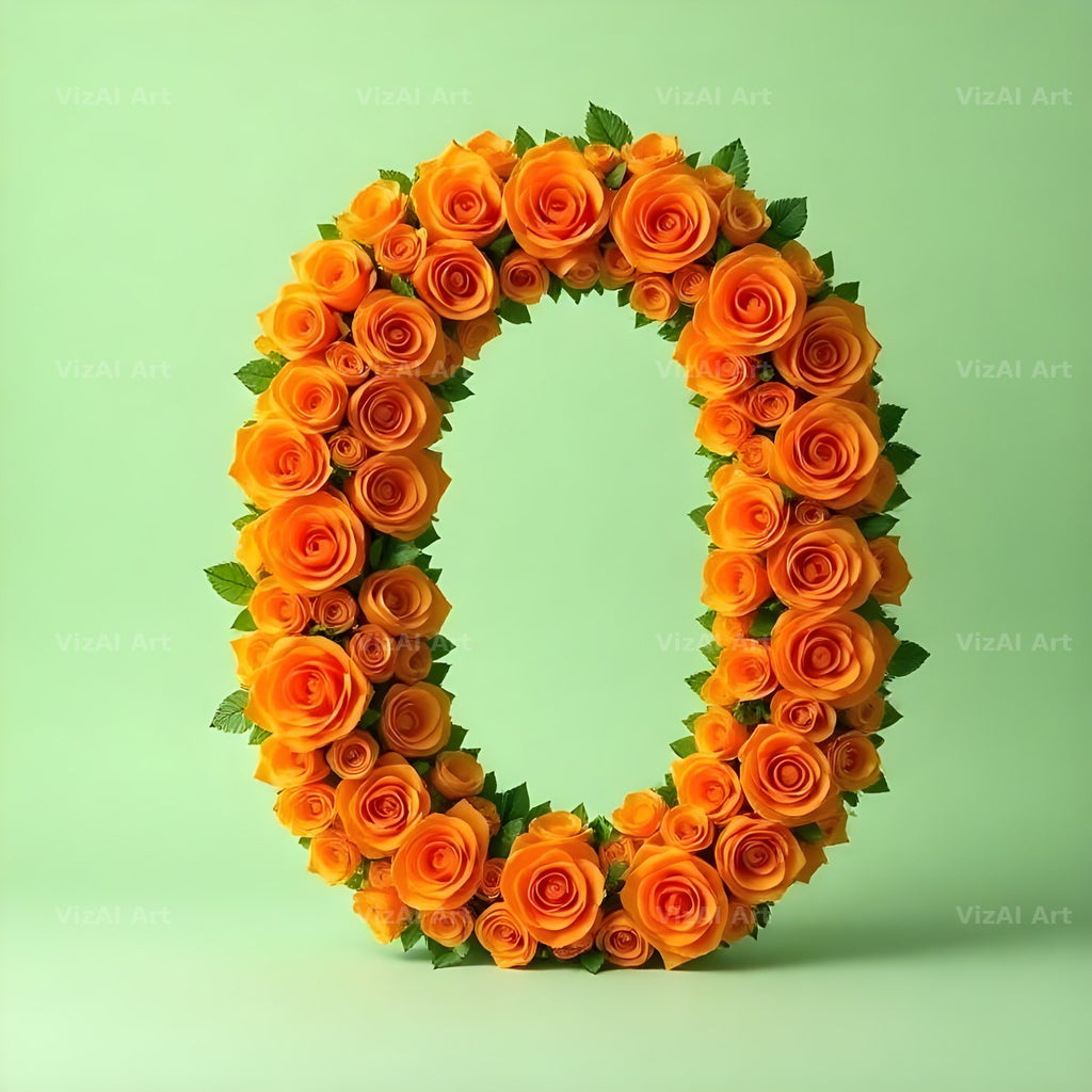 Orange Rose Bloom alphabet letter O