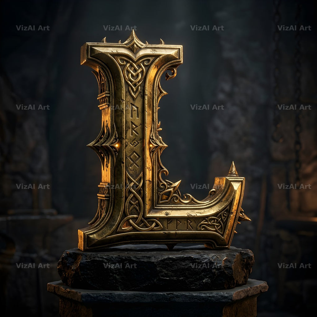 Baroque Gold Ornament alphabet letter L
