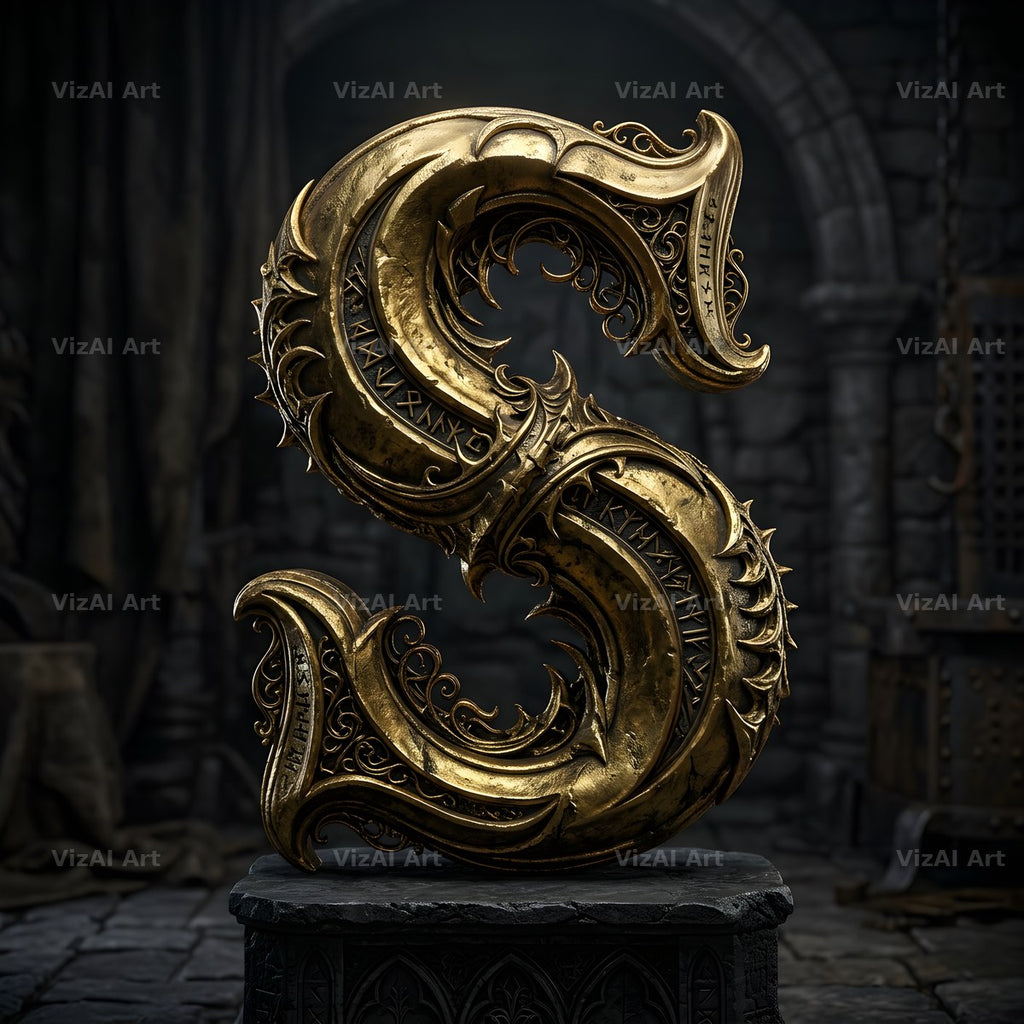 Baroque Gold Ornament alphabet letter S