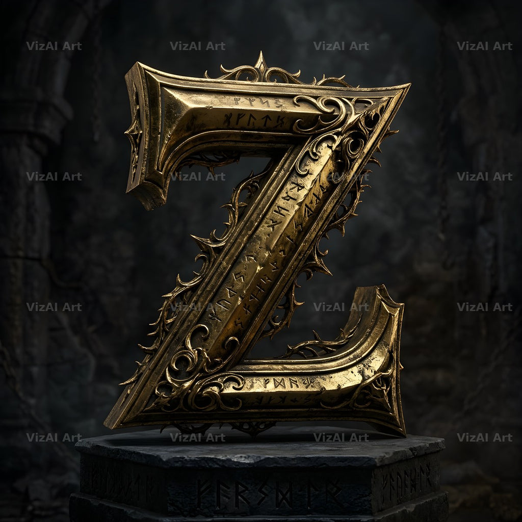 Baroque Gold Ornament alphabet letter Z