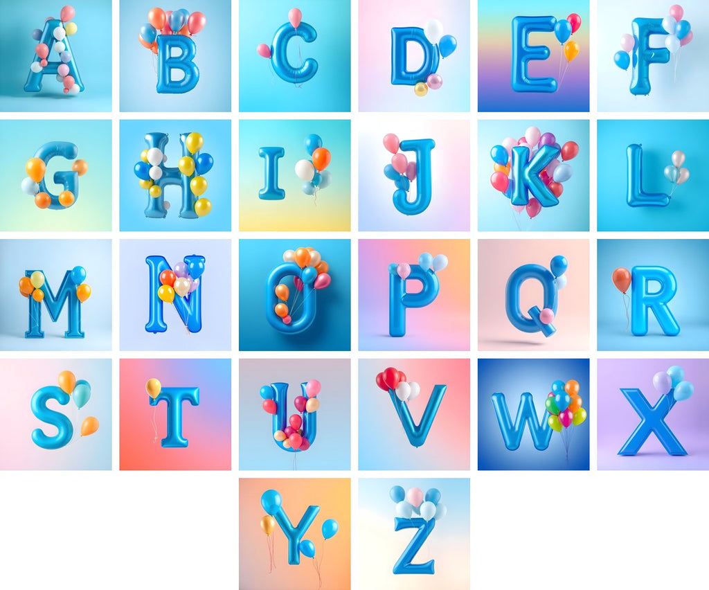 Party Balloon Cheer alphabet — all 26 letters