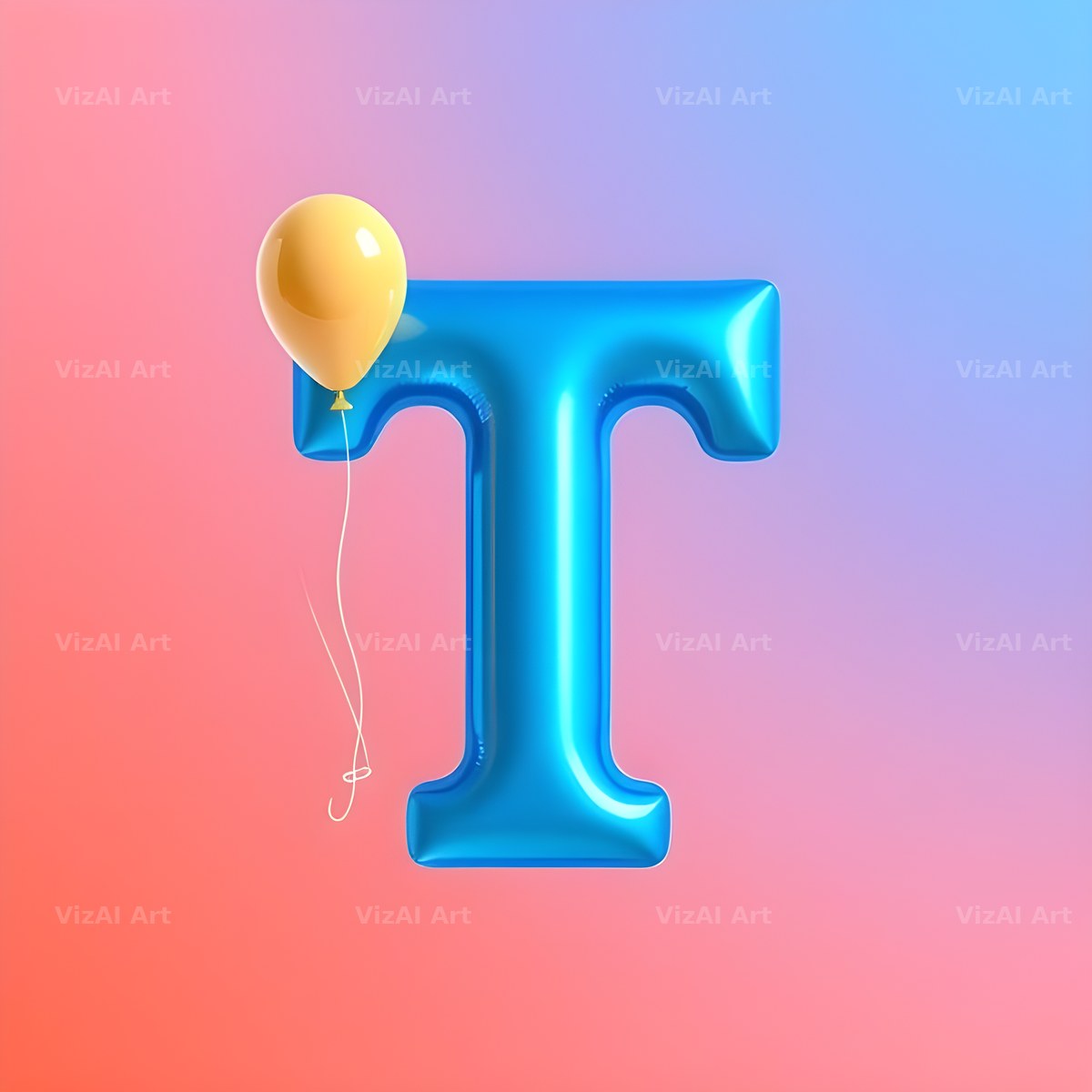 Party Balloon Cheer alphabet letter T