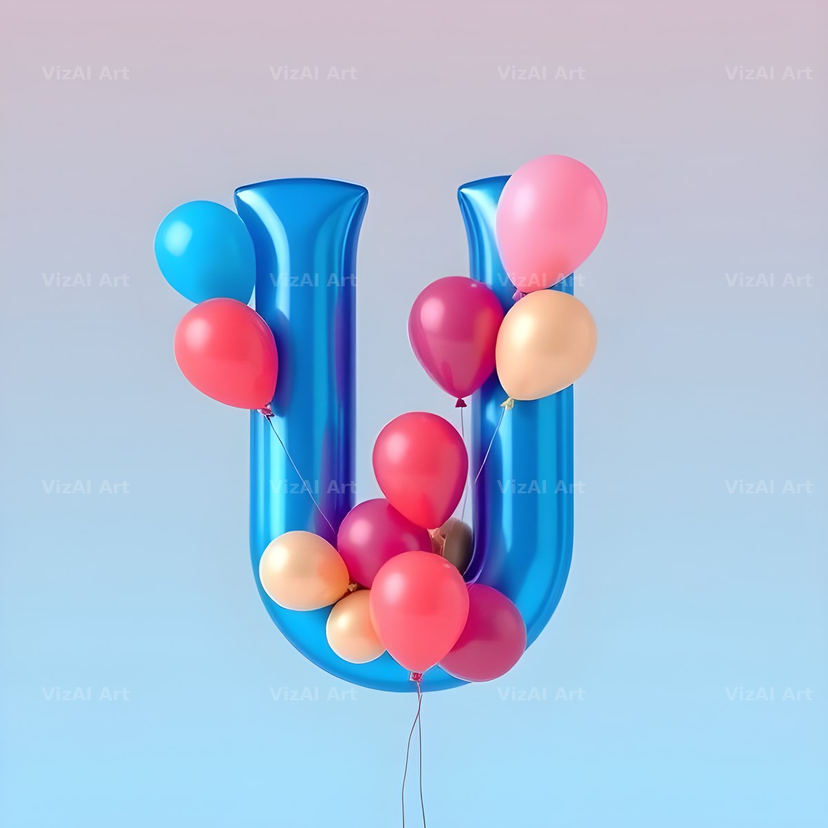 Party Balloon Cheer alphabet letter U