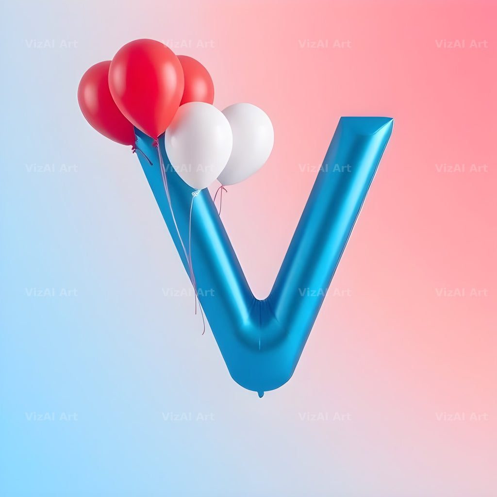Party Balloon Cheer alphabet letter V